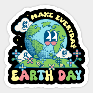 Make Everyday Earth Day – Cute Retro Groovy Planet Sticker